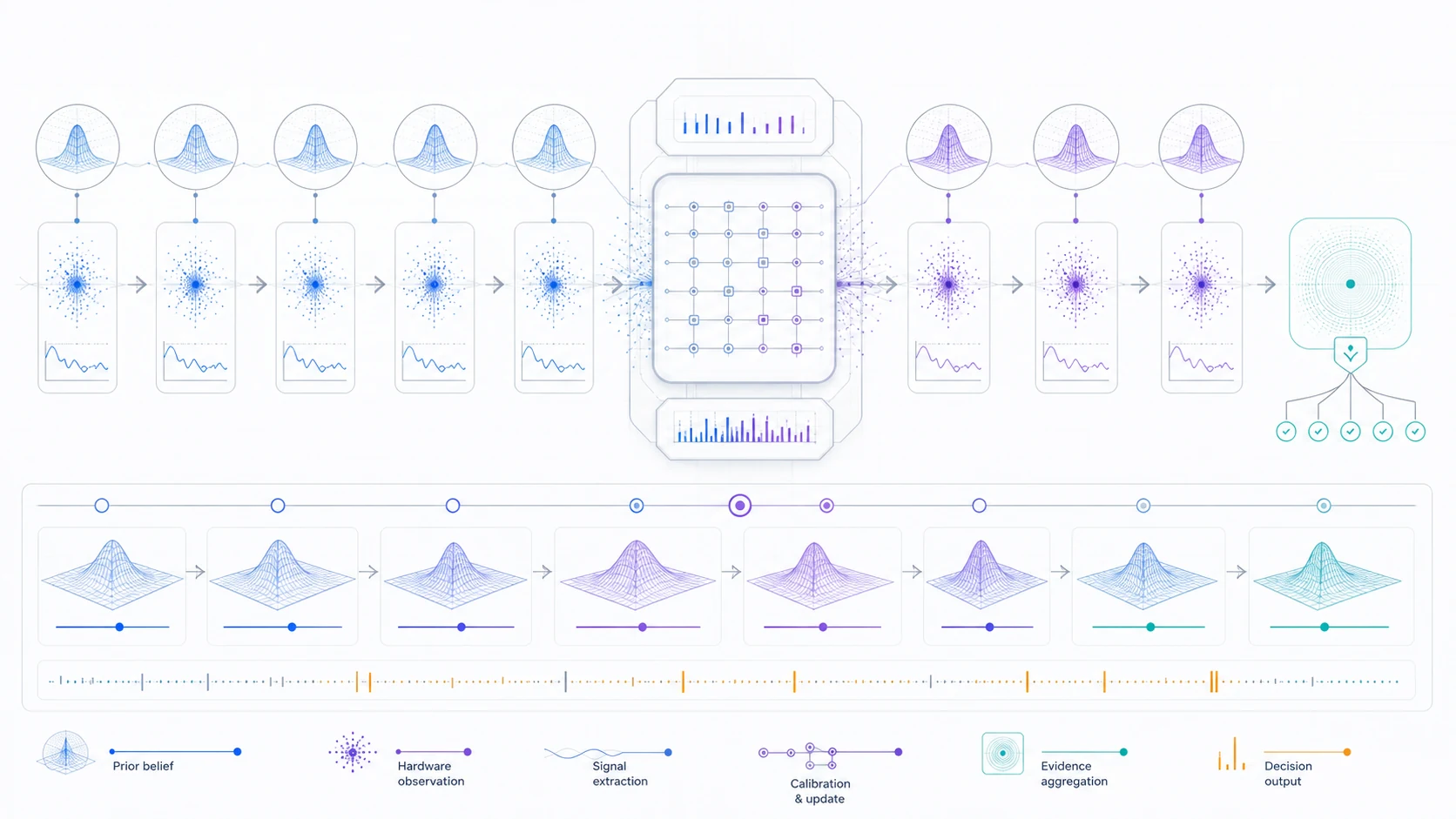 QANTIS belief-update service running on IBM Heron hardware